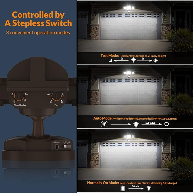 LEPOWER 1600LM LED Solar Security Lights Motion Outdoor, 5500K White Light, IP65 Waterproof Outdoor Flood Solar Light for Yard, Garage（Brown）-VerdiqueGarden