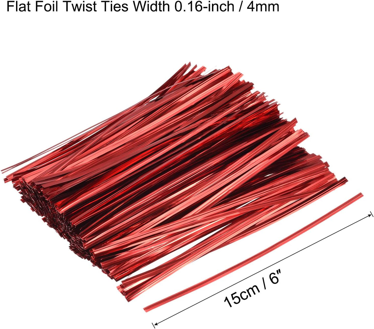 MECCANIXITY Foil Twist Ties 6" 15cm Metallic Plastic Closure Tie for Tying Bread, Candy, Cookies, Gift Bags Arts Crafts Ties Red Pack of 750-VerdiqueGarden