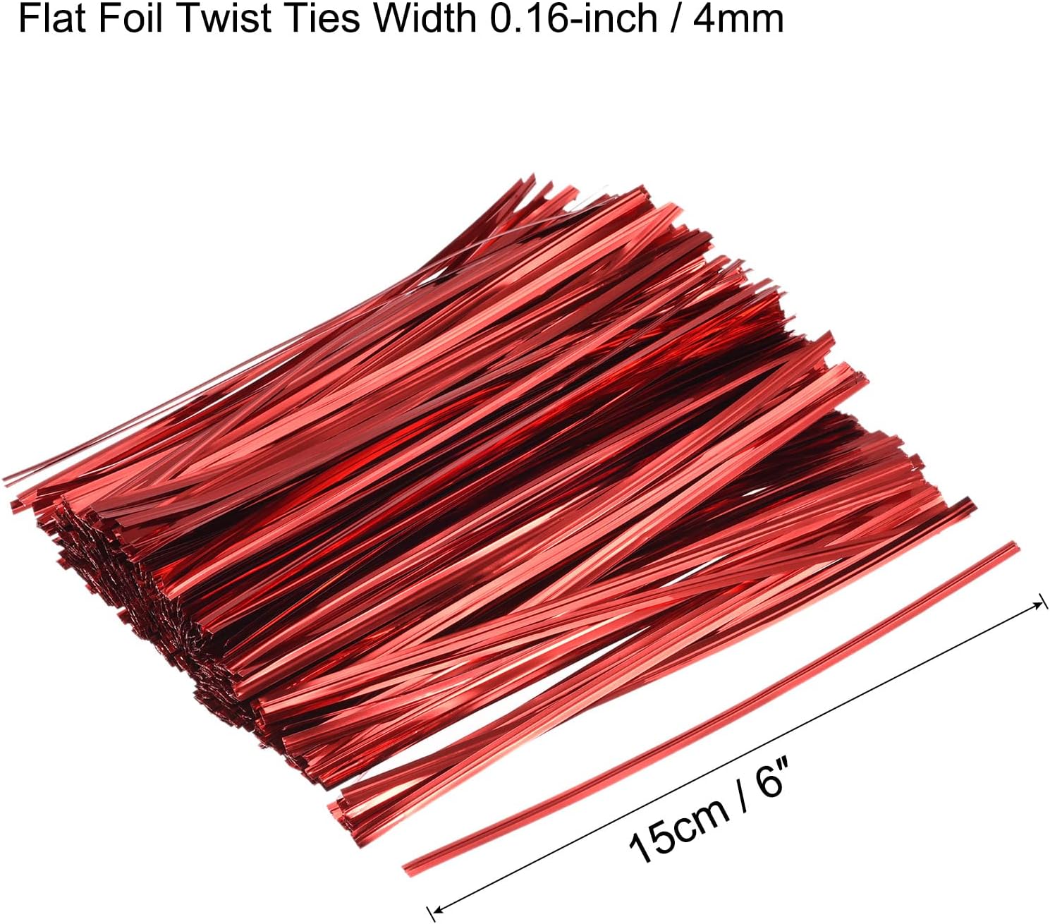 MECCANIXITY Foil Twist Ties 6" 15cm Metallic Plastic Closure Tie for Tying Bread, Candy, Cookies, Gift Bags Arts Crafts Ties Red Pack of 750-VerdiqueGarden