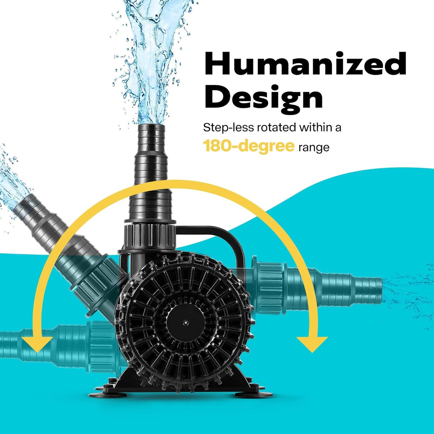 VIVOHOME 100W 1600GPH Submersible Water Pump with 180° Seamless Adjustable Nozzle and Barrier Bag for Koi Pond Waterfall Fountains Fish Tank-VerdiqueGarden