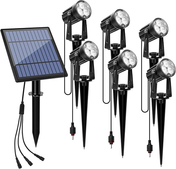 APONUO Metal Outdoor Solar Landscape Lights Solar Lights Outdoor Waterproof Solar Landscape Spotlight for Yard Landscape Lighting, Auto On/Off for Pathway,Driveway, Porch, Patio (Cool White)-VerdiqueGarden