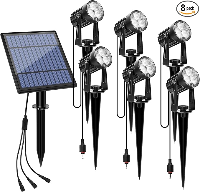 APONUO Metal Outdoor Solar Landscape Lights Solar Lights Outdoor Waterproof Solar Landscape Spotlight for Yard Landscape Lighting, Auto On/Off for Pathway,Driveway, Porch, Patio (Cool White)-VerdiqueGarden