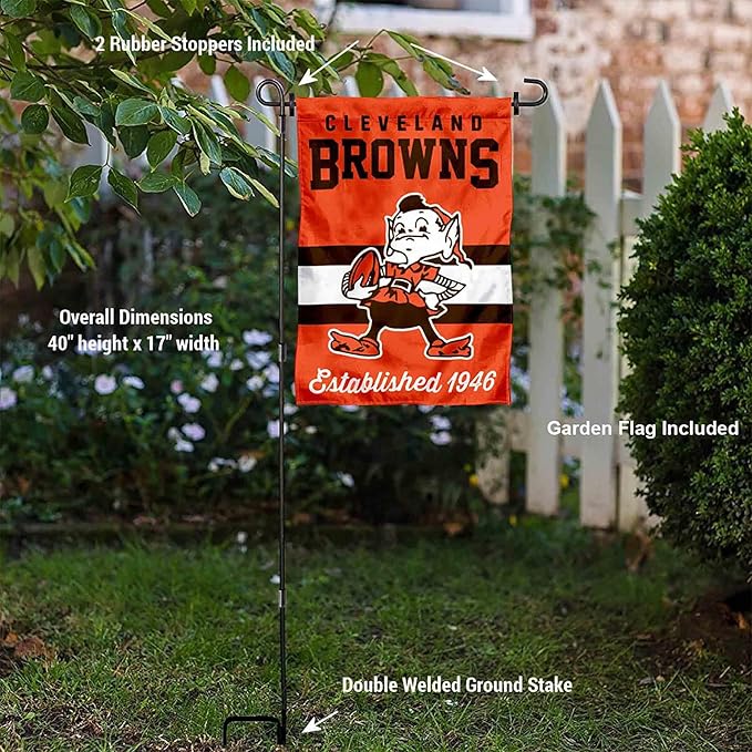 WinCraft Cleveland Browns Throwback Retro Vintage Garden Flag and Flagpole Mount-VerdiqueGarden