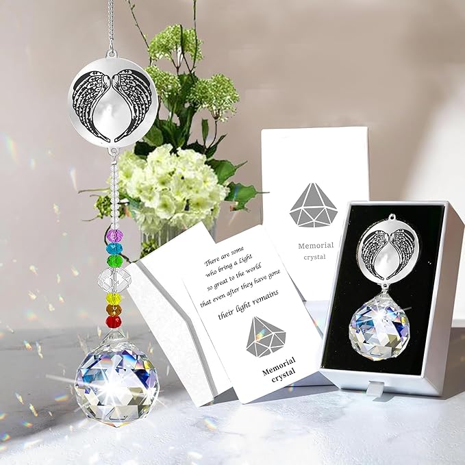Memorial Gifts Crystal Suncatcher,Unique Sympathy Gifts for Loss of Loved One,Rainbow Maker Bereavement Gifts Box for Loss of Father Mom Dad Son Daughter Husband Brother Grandmother (Grandma)-VerdiqueGarden