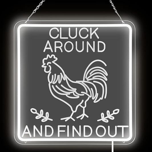 Funny Rooster Decor 16 X 16 Inch Large,Rooster Kitchen Decor Kitchen Sign Dimmable Neon Sign for Farmhouse,Rooster Gifts,Chicken Coop,Garden,Farm House Decoration-VerdiqueGarden