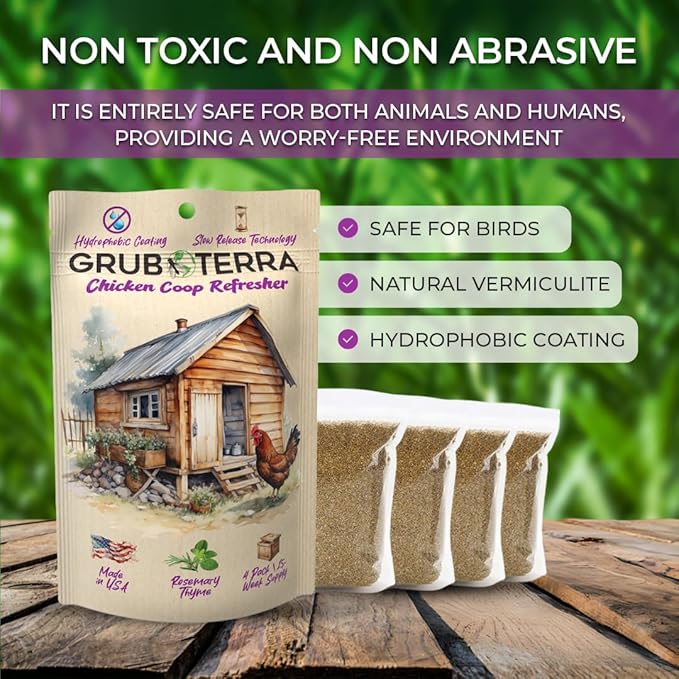 GrubTerra Coop Refresher Odor Freshener for Chicken Pen, Suitable for Chicken Waterer and Chicken Feeder, Smell Control Solution for Clean and Fresh Chicken Living Environment-VerdiqueGarden