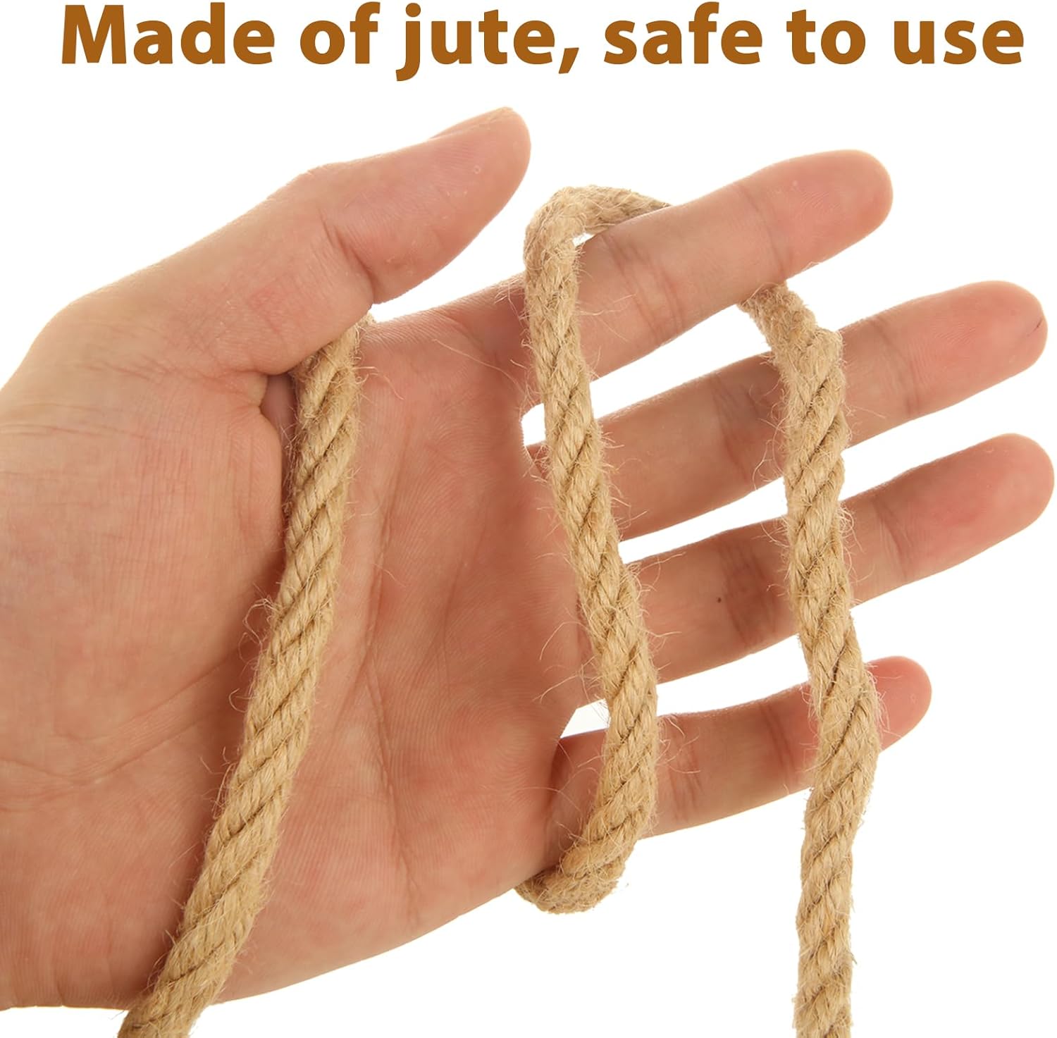 8mm Thick Jute Twine, 246 Feet 4Ply Jute Rope for Crafts, Heavy Duty Twine String for Gardening, Crafting, Bundling, Cat Scratching Post, Home Decor-VerdiqueGarden