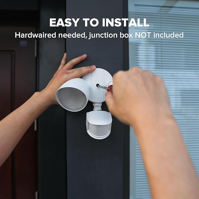 UME 2 Pack 32W 3500 Lumen LED Security Lights Motion Sensor Light Outdoor, 5000K Daylight, IP65 Waterproof, Dusk to Dawn, Motion Detector Flood Light for Garage, Yard, Porch-White-VerdiqueGarden