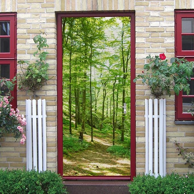 3D Door Wallpaper Self-Adhesive Door Sticker - Forest - Door Film Poster Premium PVC Waterproof Wall Sticker for Bedroom Living Room Door Decoration Wallpaper 80 x 200 cm-VerdiqueGarden