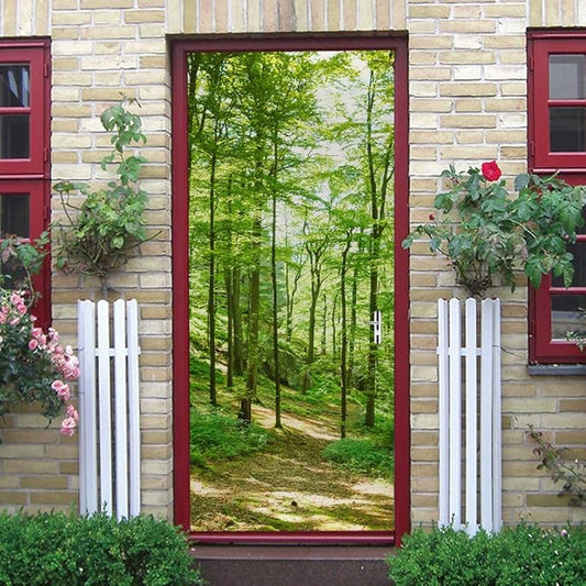 3D Door Wallpaper Self-Adhesive Door Sticker - Forest - Door Film Poster Premium PVC Waterproof Wall Sticker for Bedroom Living Room Door Decoration Wallpaper 80 x 200 cm-VerdiqueGarden