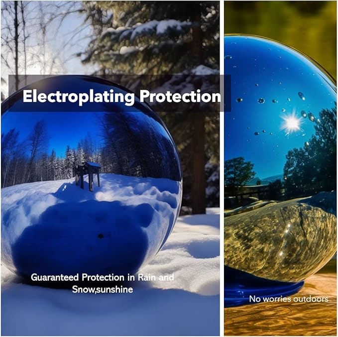 10 Inch Stainless Steel Gazing Globe,v2croft Hollow Ball Mirrored Surface Polished Shiny Sphere,Garden Stainless Steel Gazing Ball for Outdoor Lawn Pond Yard Ornament(Blue)-VerdiqueGarden