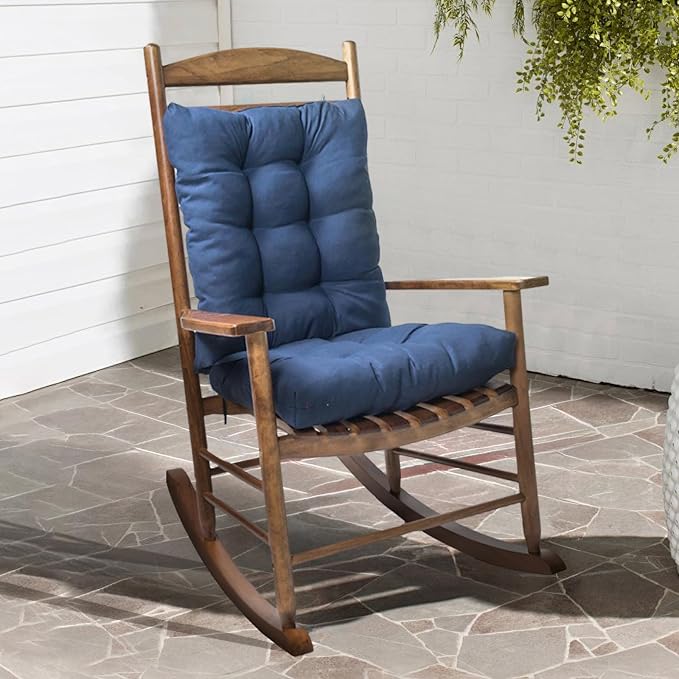 Indoor Outdoor Rocking Chair Cushions Pack of 1, Patio Chair Cushion High Back Chair Seat Cushions for Garden Patio Furniture, Black-VerdiqueGarden