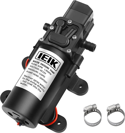 12 Volt Diaphragm Pump 5LPM 1.35 GPM 116PSI Self Priming Sprayer Pump 12V DC Fresh Water Diaphragm Pressure Pump for RV Camper Marine Boat Lawn (60W)-VerdiqueGarden