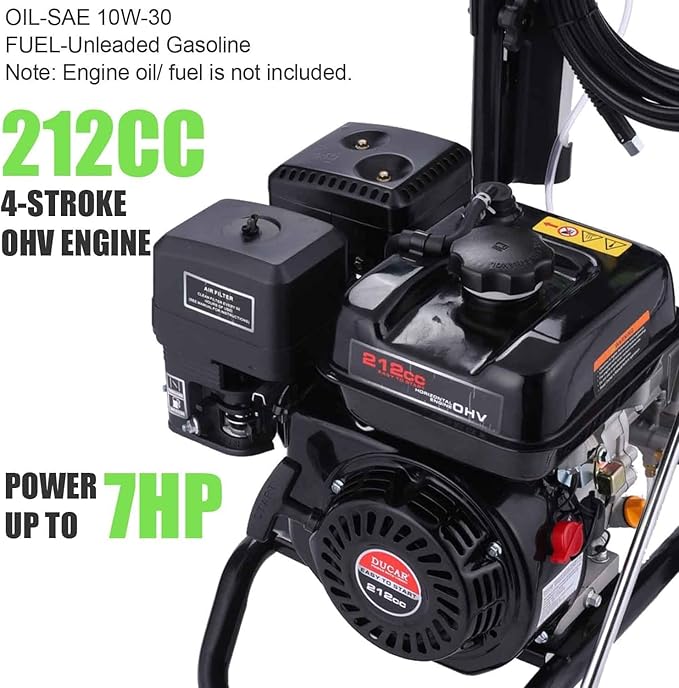 4200 PSI Gas Pressure Washer, 4.0 Max GPM 212CC 7HP Commercial Gas Power Washer, Spray Gun and Wand, 5 Nozzle Set, for Cars/Fences/Driveways/Homes/Patios/Furniture-VerdiqueGarden