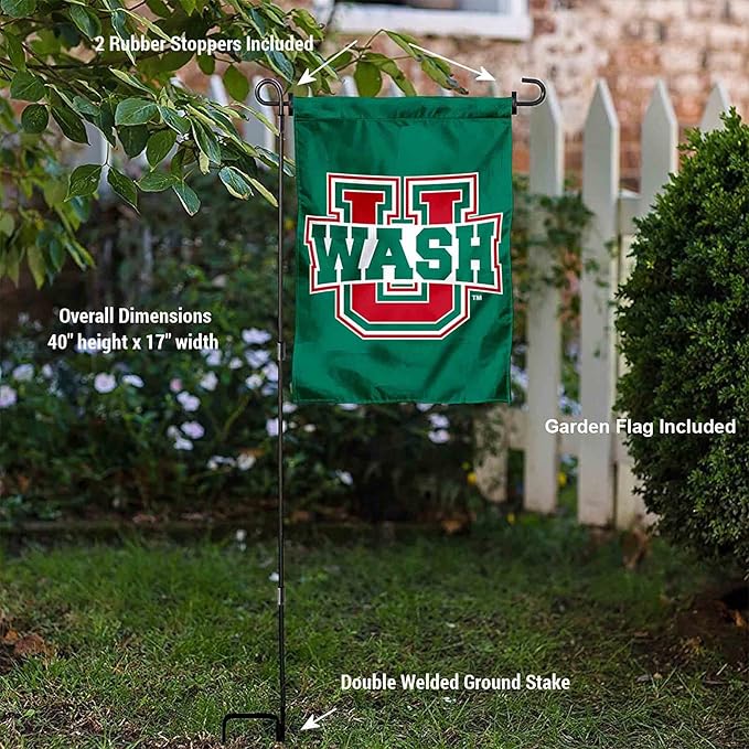 College Flags & Banners Co. Washington St. Louis Bears Dual Logo Garden Flag with Pole Stand Holder-VerdiqueGarden