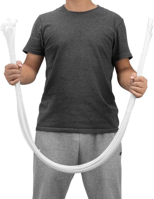 XINGO 60 inch White Zip Ties Heavy Duty 20 PCS,200 LBS Ultra Strong Plastic Wire Ties, Large Cable Ties xtra Long Tie Wraps, Indoor and Outdoor UV Resistant-VerdiqueGarden