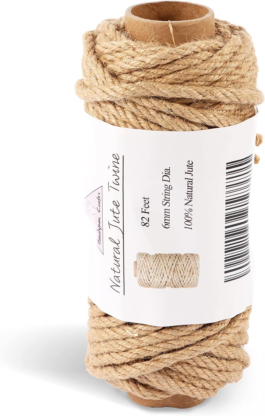 Natural Jute Twine Rope (1.5mm/2mm/3mm/6mm) Durable String for Handmde Crafts,Gardening Applications,Home Gardening,Cat Scratching Post,Gift Packaging... (6mm*82ft)-VerdiqueGarden