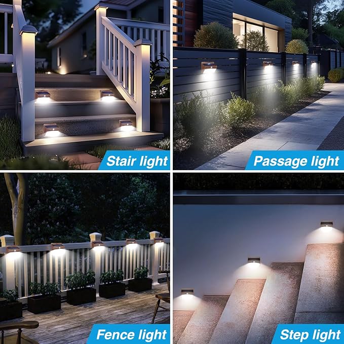 [4 Packs] Solar Outdoor Lights Motion Sensor Solar Security Lights Waterproof with 3 Lighting Modes Solar Powered Wall Lights Outside for Garden Fence Yard,Brown-VerdiqueGarden