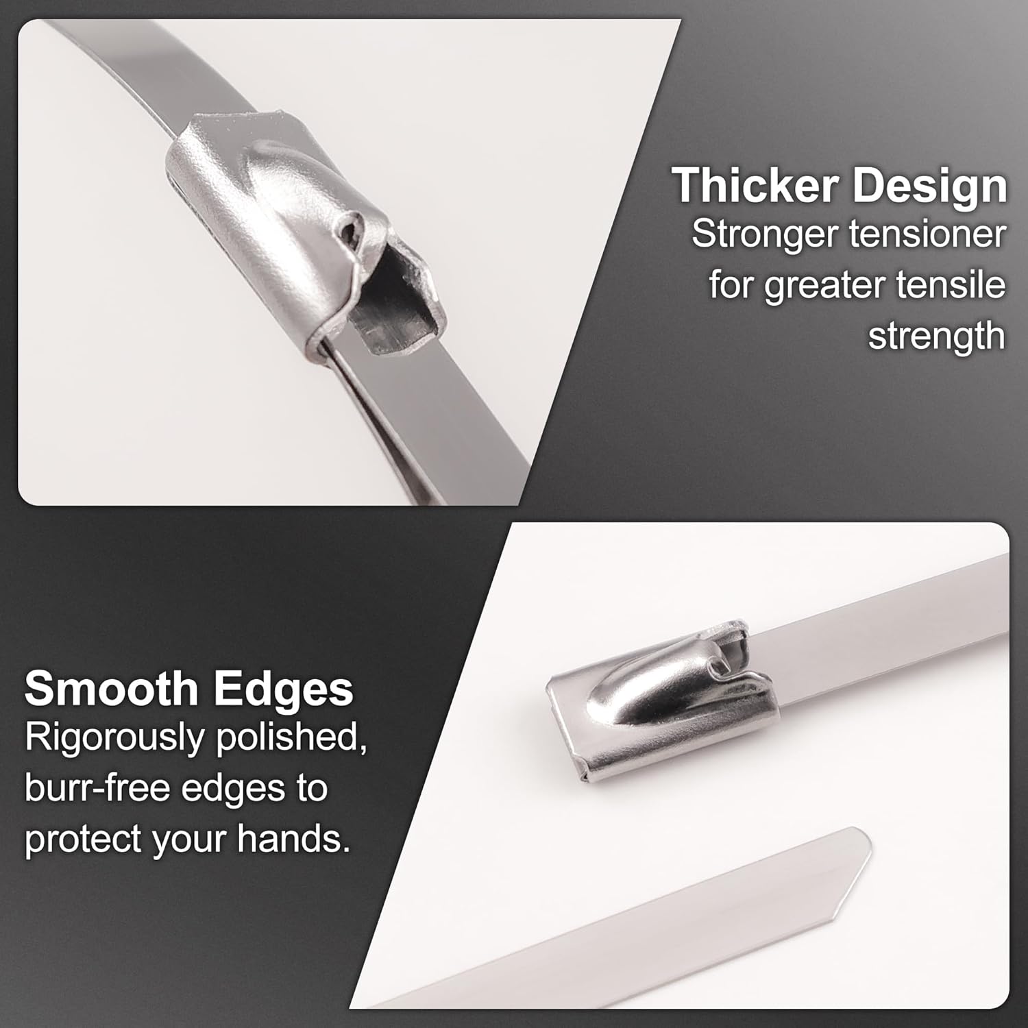 Foneso Metal Zip Ties (7.9 Inch 100PCS), 304 Stainless Steel Short Zip Ties Multi-Purpose Heavy Duty Self-Locking Cable Ties for machinery, fence, vehicles, farms, cables, pipesas well-VerdiqueGarden