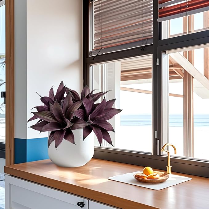 Fake Plants Artificial Agave Plants Indoor，UV Resistant Fake Agave Planters Outdoor Decorating Artificial Plants for Outdoors Decor Agave (2Pack,12.6'Purple) Spring Decorations for Home-VerdiqueGarden