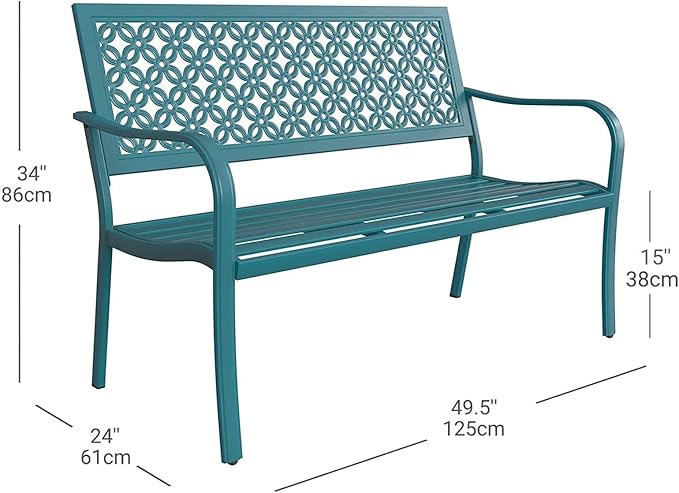Grand patio 50" Outdoor Bench Garden Bench with Armrests Bench for Outdoors Lawn Yard Porch Lake Shore-VerdiqueGarden