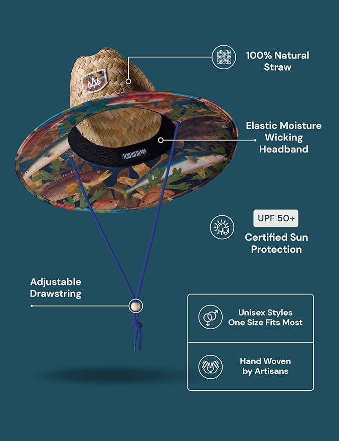 Straw Hat for Men & Women | Lifeguard Hat, Beach Hat & Sun Hat | UPF 50+ Wide Brim for Sun Protection | One Size | Hemlock-VerdiqueGarden