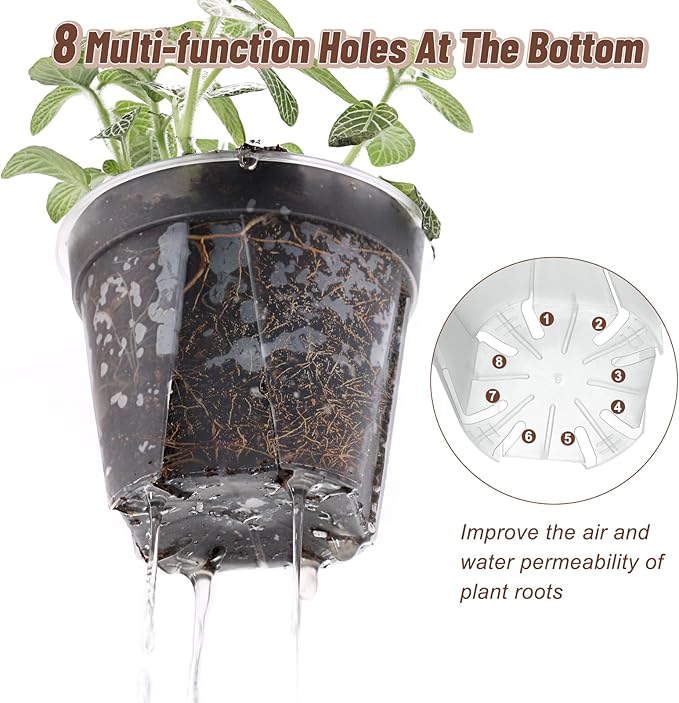 3.9-9.4 Inch Big Size Clear Nursery Pots with Drainage, 6 Sizes 10 Packs Nursery Garden Pots with 10 Plant Labels for Seedling Plants, Nursery Pots Variety for Indoor Outdoor Seed Starter Flower Pots-VerdiqueGarden