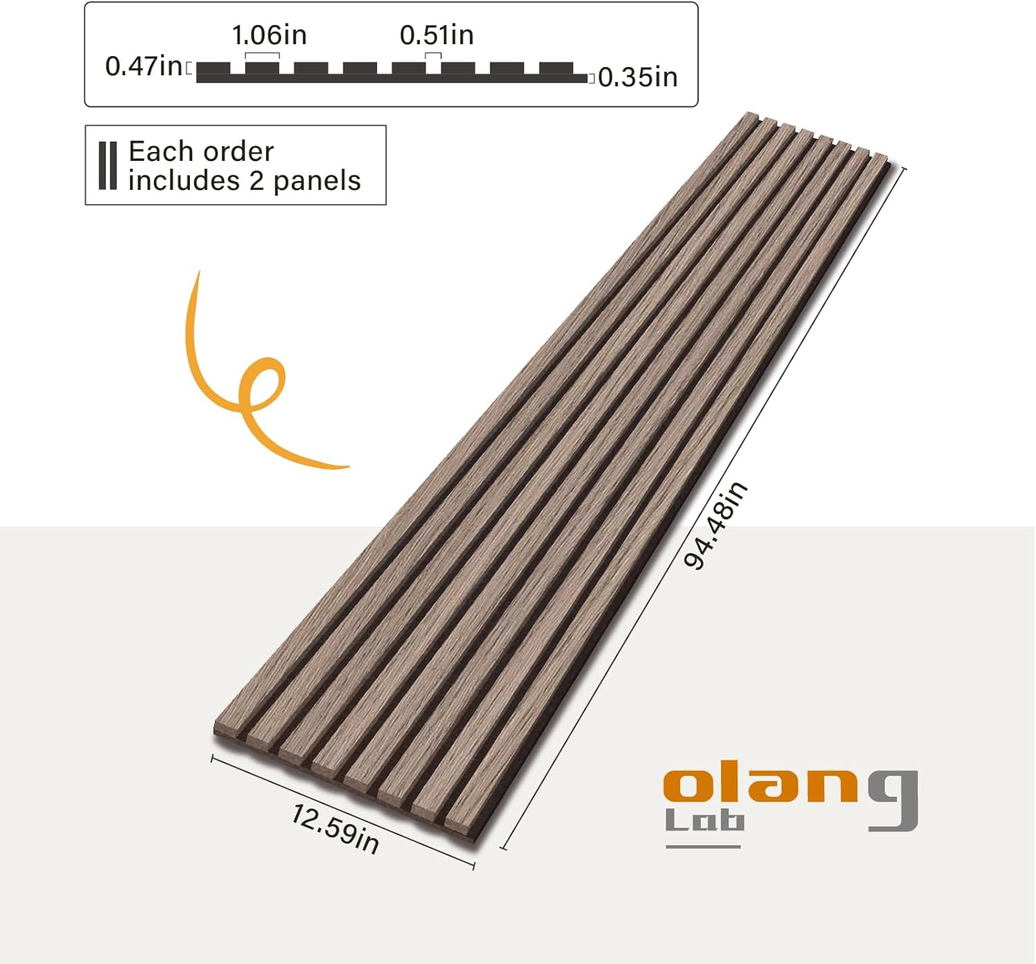 Olanglab Wood Slat Wall Panels, Wooden Acoustic Wall Panels, 94.5"x12.6" Each 3D Wall Panels for Interior Wall Decor, 2 Pack in Total 94.5"x25.2" (Dark Walnut)-VerdiqueGarden