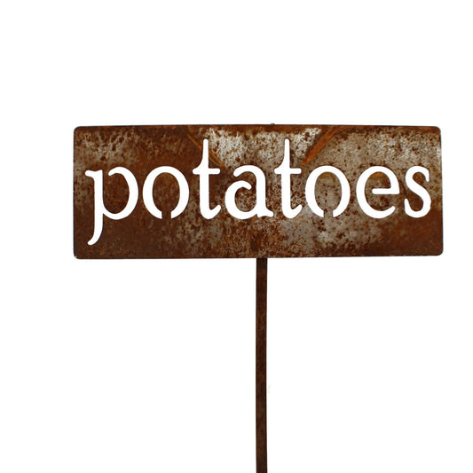 Classic Metal Garden Markers 19 Inches Tall (potatoes, Naturally Rusted)-VerdiqueGarden
