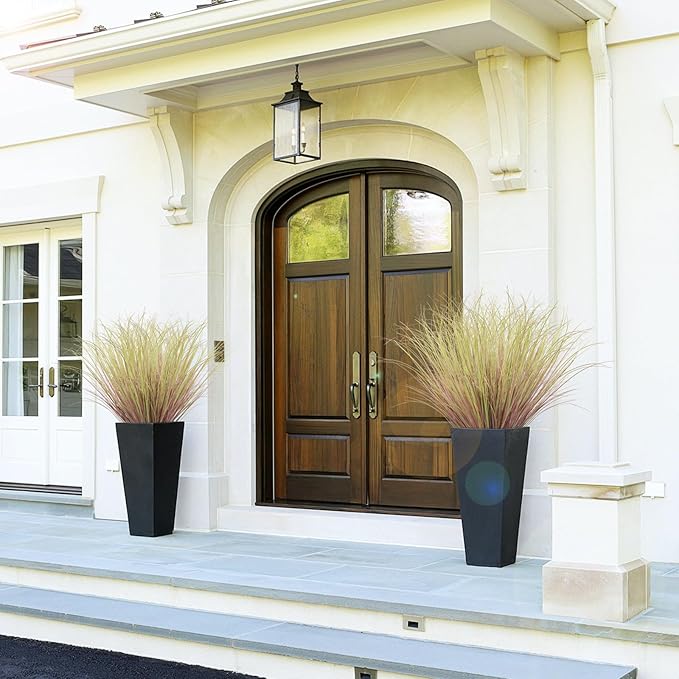 36Pcs Artificial Grass Plants, Faux Shrubs Wheat Grass, Artificial Tall Grass Fake Plants for Outdoor Decor,Artificial Greenery Stems Weed for Room Indoor Home Decor（Light Purple）-VerdiqueGarden