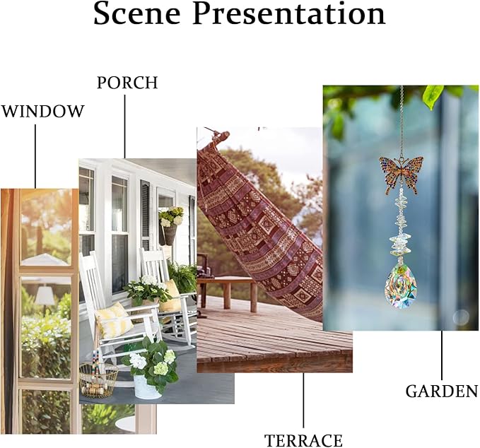 Suncatcher with Crystals,Colorful Crystal Butterfly Rhinestones Suncatcher Window Hanging,Crystal Prism Hanging Ornament,Rainbow Maker Decoration for Home, Garden, Wedding, Party & Christmas-VerdiqueGarden