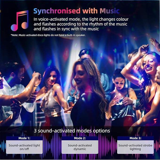 4-Pack DJ Disco Ball, Party Lights Sound Activated with Remote, Strobe Light for Home Room Dance Birthday Party Supplies, Stage Lamp for New Years Birthday Halloween Christmas Decorations-VerdiqueGarden