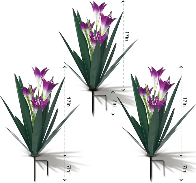 Homight Metal Agave Plant Outdoor Decoration Outdoor Garden Decoration Lily Mexican Yard Art Plant Garden Agave Lily Decorative Garden Gift… (3 Big Purple Lilies)-VerdiqueGarden