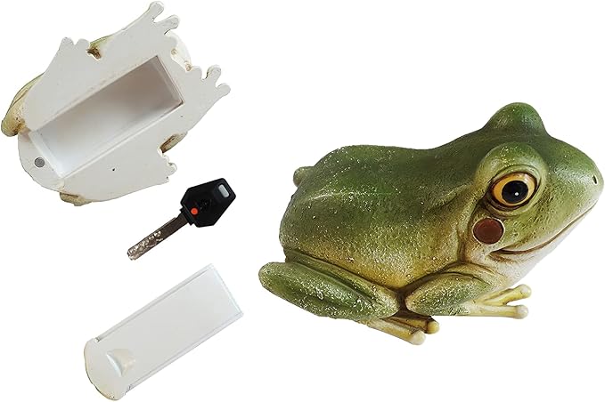 Hide a Key Frog Hand Painted Polyresin Outdoor Statue and Key Holder,Look and Feels Like a Real Frog for Yard,Garden,Patio-VerdiqueGarden