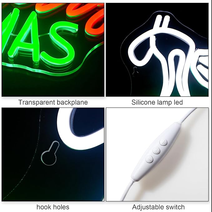 WLHOPE Merry Christmas Neon Sign, Green Red Christmas Neon Signs for Wall Decor, Merry Christmas Led Signs for Christmas Party Backdrop Bedroom Window Bar Club Shop, Christmas Gift Decoration-VerdiqueGarden