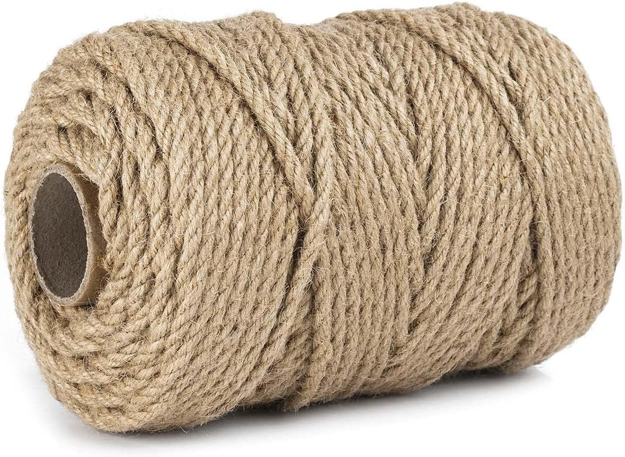 5mm Jute Twine, Large Roll of Natural Jute Rope 328 Feet, Heavy Duty and Thick Twine Hemp Rope for DIY Arts Crafts, Gardening, Bundling，Home Decorating, Cat Scratching Post-VerdiqueGarden