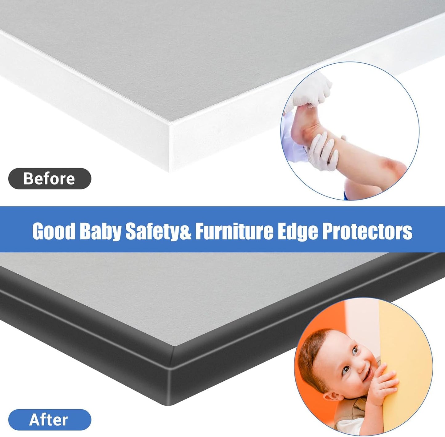 Rubber Edge Trim, Self-Adhesive U Channel Edge Protector for Plywood, Cabinet, 7/8" Wood Edge Banding, Flexible Furniture Repair, EPDM Material, Fit 7/8"(22mm), Length 10Ft, Black-VerdiqueGarden