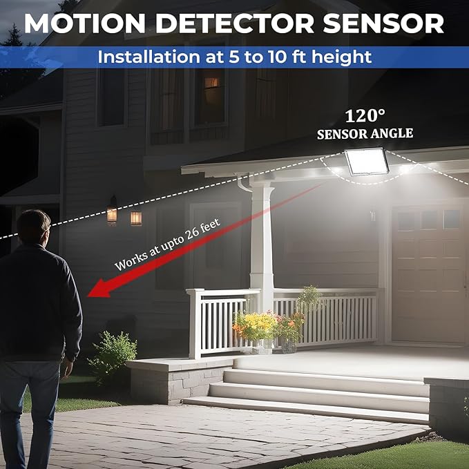 113-LED Outdoor Solar Lights with Motion Sensor, 9000K Cool White, 5M Long Wire, IP65 Waterproof Luces solares para exteriores Yard, Garden, Driveway, Patio, with 2 Year Warranty.-VerdiqueGarden