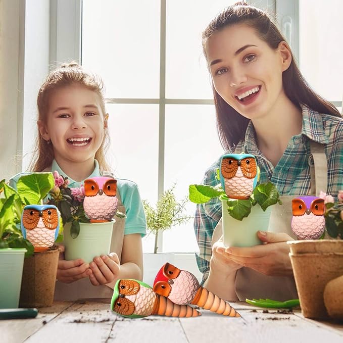 Hunthawk Plant Watering Stakes Owl, Self Watering Spikes Automatic Terracotta Spiral Devices with Irrigation Watering System for Outdoor Indoor Plants 6 Pcs-VerdiqueGarden