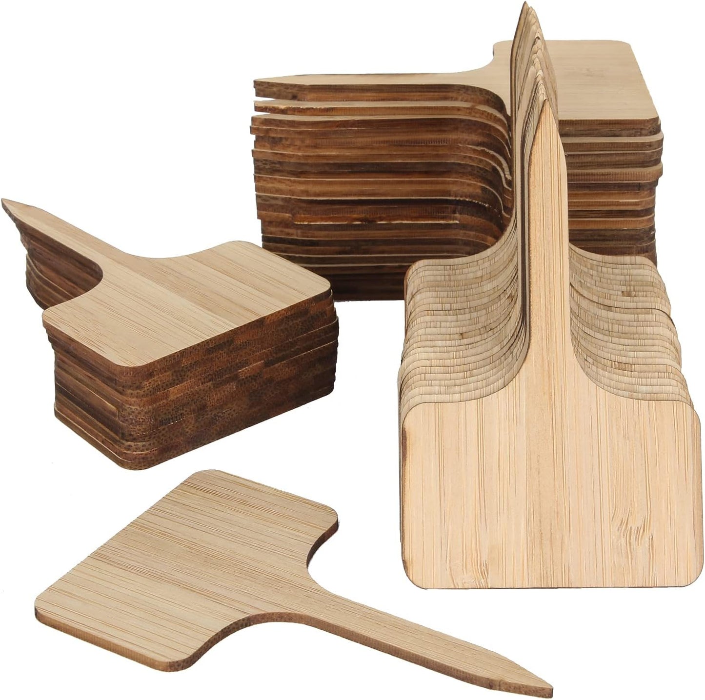 100Pcs Wooden Plant Labels, Eco-Friendly T-Type Bamboo Plant Labels Tags Garden Plant Markers for Seed Potted Herbs Flowers Vegetables (6 x 10 cm)-VerdiqueGarden