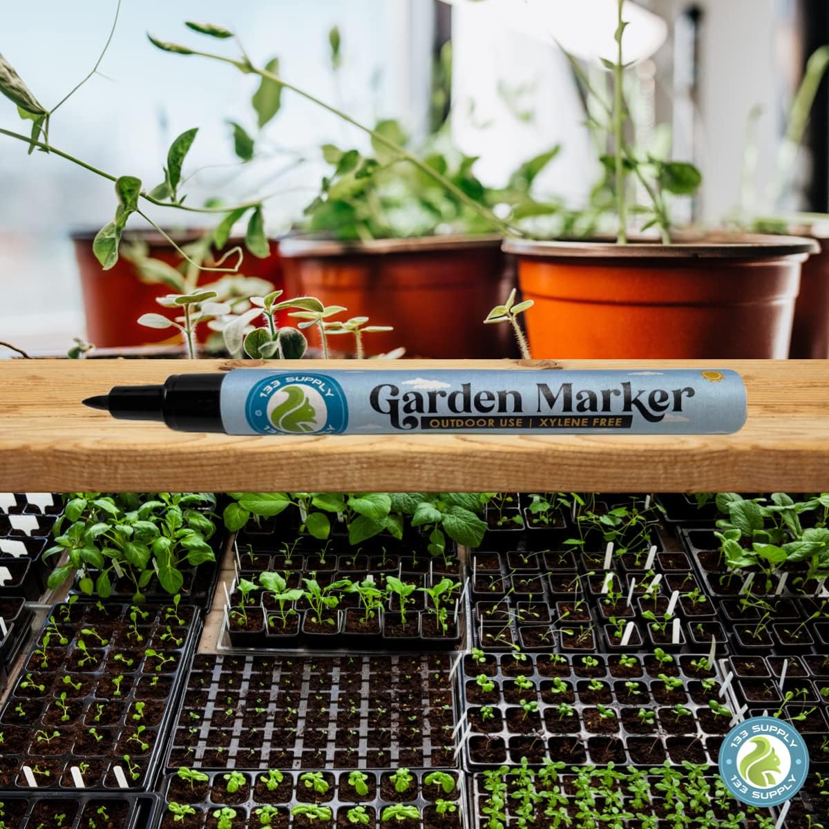 -100 Pack 4" Plastic Plant Labels for Seedlings with 2 Pack of Garden Marker Pens (Garden Markers Fade Resistant Plant Markers Outdoor Waterproof Pen Black Permanent Markers Plant Tags)-VerdiqueGarden