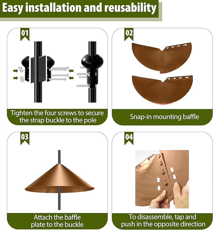 Squirrel Baffle for Bird Feeder Pole, 19-Inch Outdoor Bird Feeder Guard, Squirrel-Proof Birdhouse Baffles, Shepherd's Hook for Outside(Brown)-VerdiqueGarden