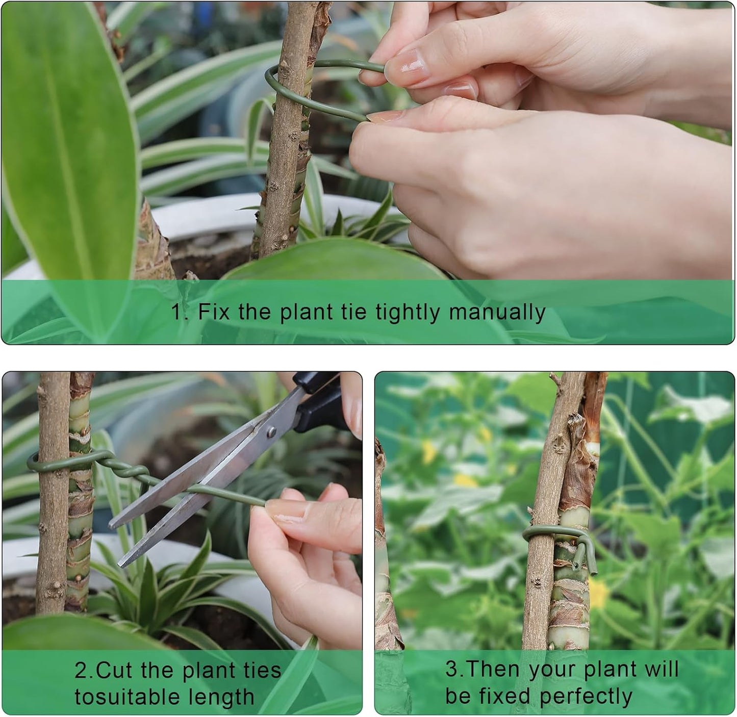 101 Feet Soft Plant Ties Dark Green Plant Twist Ties, Plant Ties for Support. Gardening Supplies for Plants Office Home Organization 3mm Diameter-VerdiqueGarden