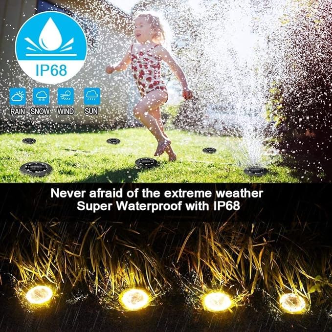 Solar Powered Ground lights 12 Pack,Waterproof LED Solar Lights Outdoor Solar Disk Lights Decorative,Solar Garden Lights for Landscape Pathway Patio Yard Walkway Path Lawn Driveway Lighting Warm White-VerdiqueGarden