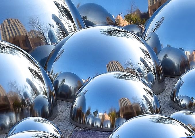 Nerien Gazing Ball, Stainless Steel Garden Mirror Globe, Polished Ornament Sphere, Hollow Floating Reflective Hemisphere, for Home Outdoor Pond Housewarming Swimming Pool Decoration, Sliver, 6Pcs Mix-VerdiqueGarden