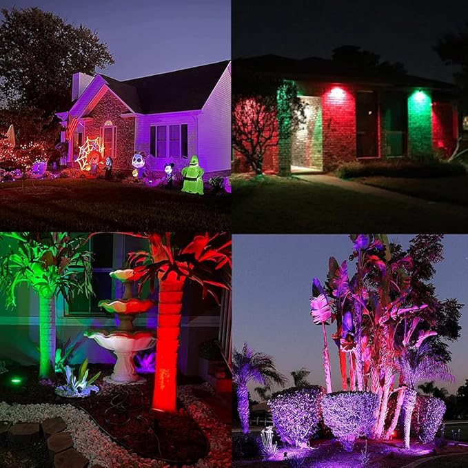 APONUO Metal Solar Spot Lights Outdoor with 9.8ft Cable Solar Powered Landscape Lighting Low Voltage IP65 Waterproof Auto On/Off for Outside Garden Yard Landscape Pathway Garage-Multicolor(2-in-1)-VerdiqueGarden