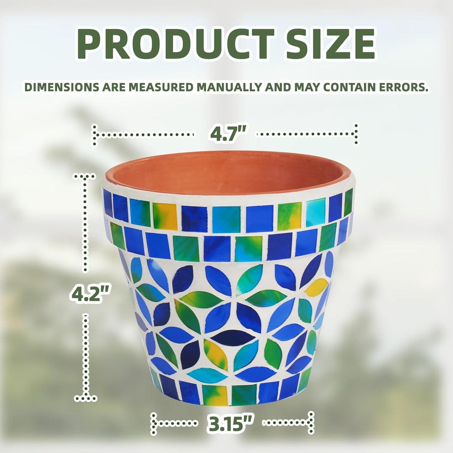 VOREEN 4.2 Inch Mosaic Terracotta Plant Pot, Handmade Flower Pots with Drainage, Handmade Indoor/Outdoor Decorative Planter for Succulents, Home & Garden Decor, Gift for Mom Wife Friend-VerdiqueGarden