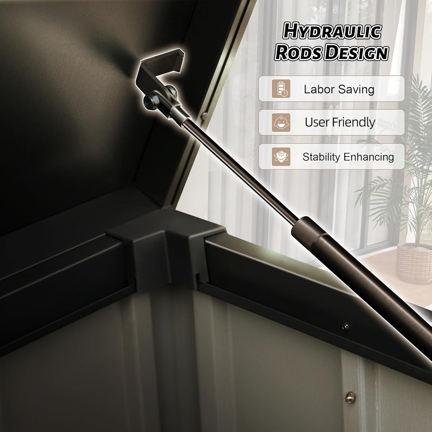 Metal Outdoor Storage Box,160 Gallon Waterproof Large Deck Box, Lockable Heavy Duty Home and Outside Storage Cabinet/Bin Container for Patio/Poolside/Backyard Cushions, Pillow -Brown-VerdiqueGarden