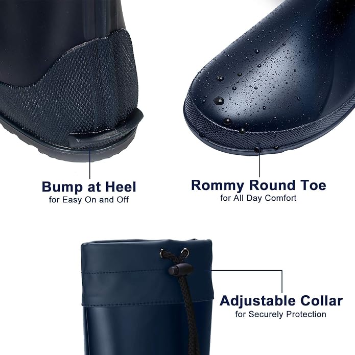 Asgard Packable Tall Rain Boots for Women Waterproof Rubber Garden Boots Ultra Lightweight Flat Mud Boots- NOT FOR WIDE CALF-VerdiqueGarden