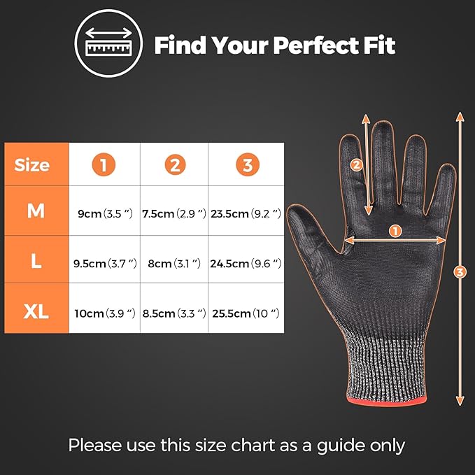 Donfri A9 Cut Resistant Work Gloves for Men - Steel + HPPE Hybrid Safety Gloves for Men, ANSI Cut Level 9 Protection Flexible for Metal Glass Wood Construction Fishing-VerdiqueGarden